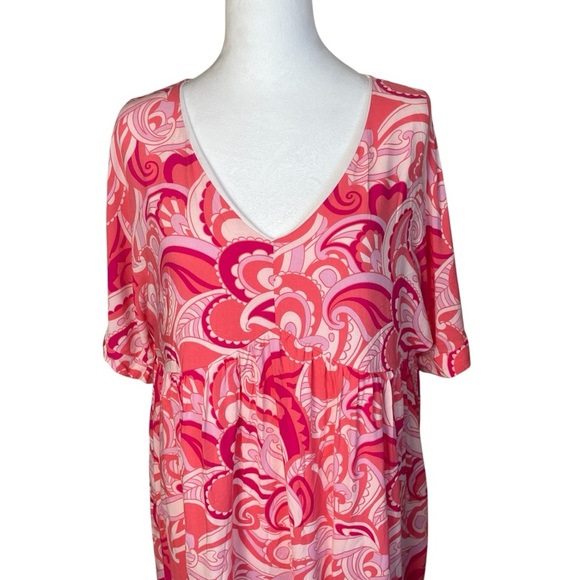 Emily Wonder Try To Resist Babydoll Dress Calypso Large Pink Coral Lined Beach - Picture 5 of 12